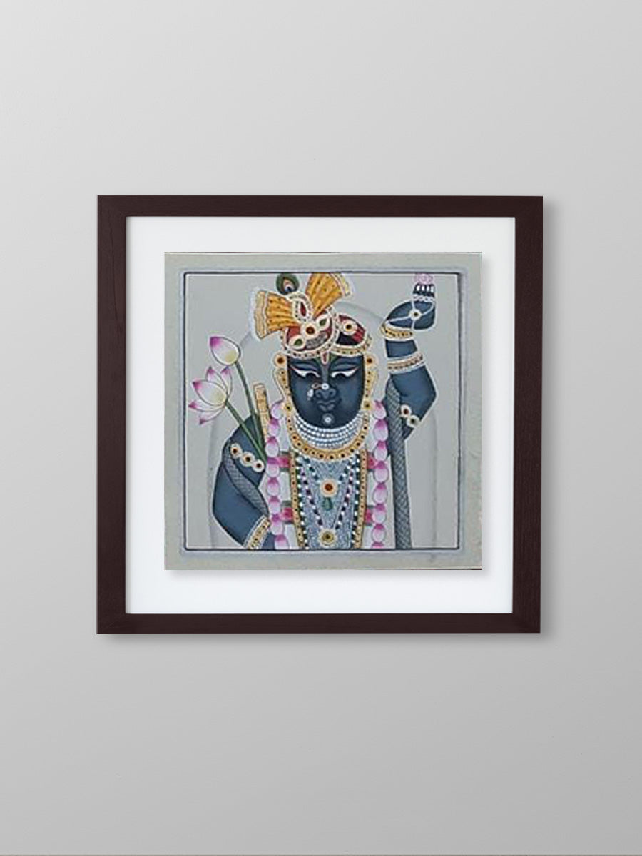 Divine opulence: Shrinathji in eternal splendour Pichwai Painting by Shehzaad Ali Sherani for sale