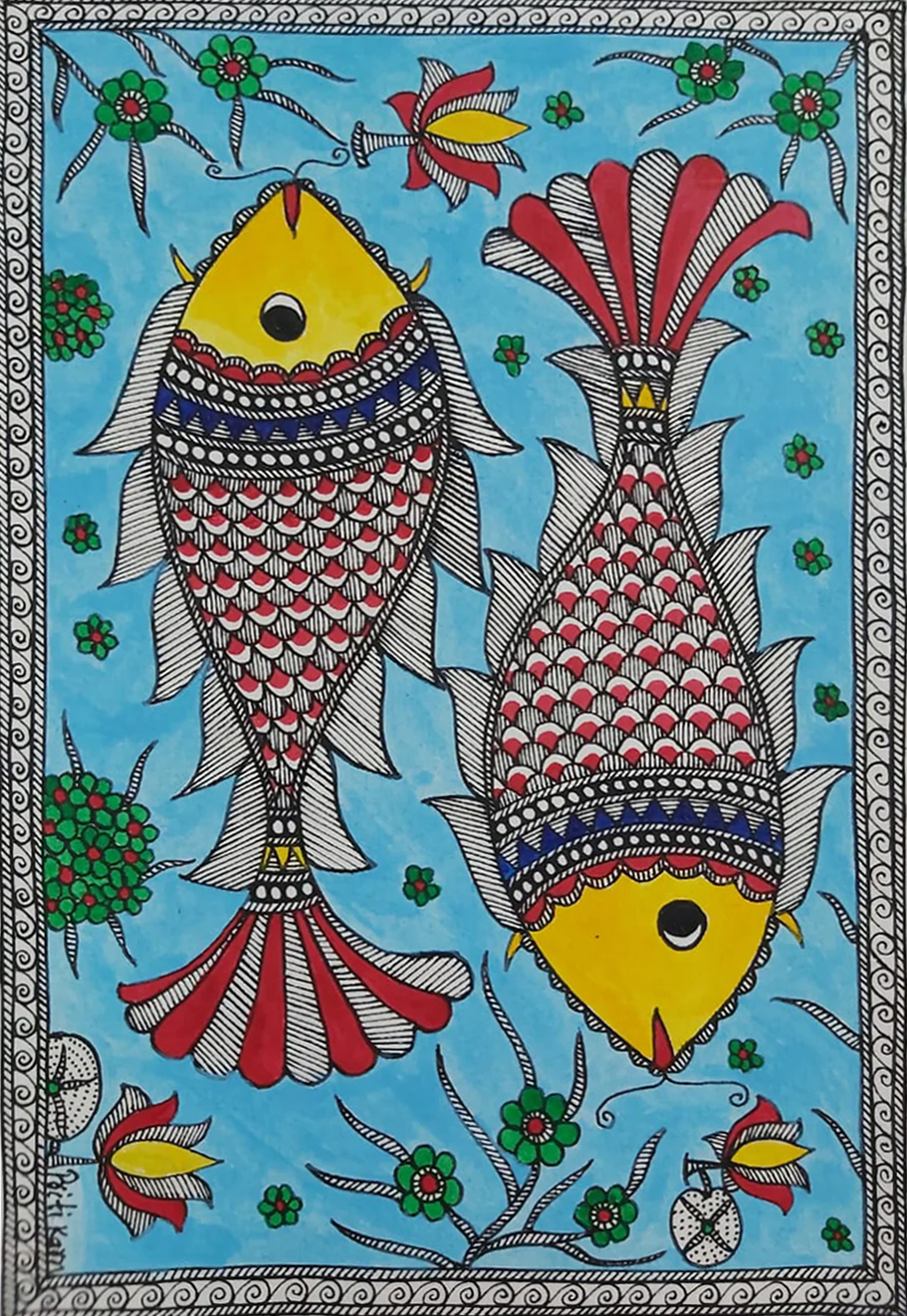 Buy Dual Wonder: Madhubani painting by Priti Karn