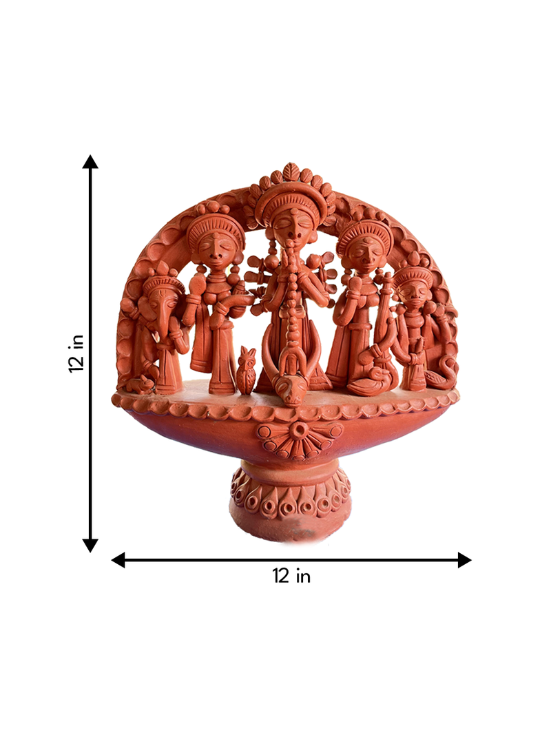 Durga Family in Terracotta for sale