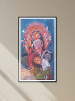 Durga with Mahishasura: Kalighat by Uttam Chitrakar