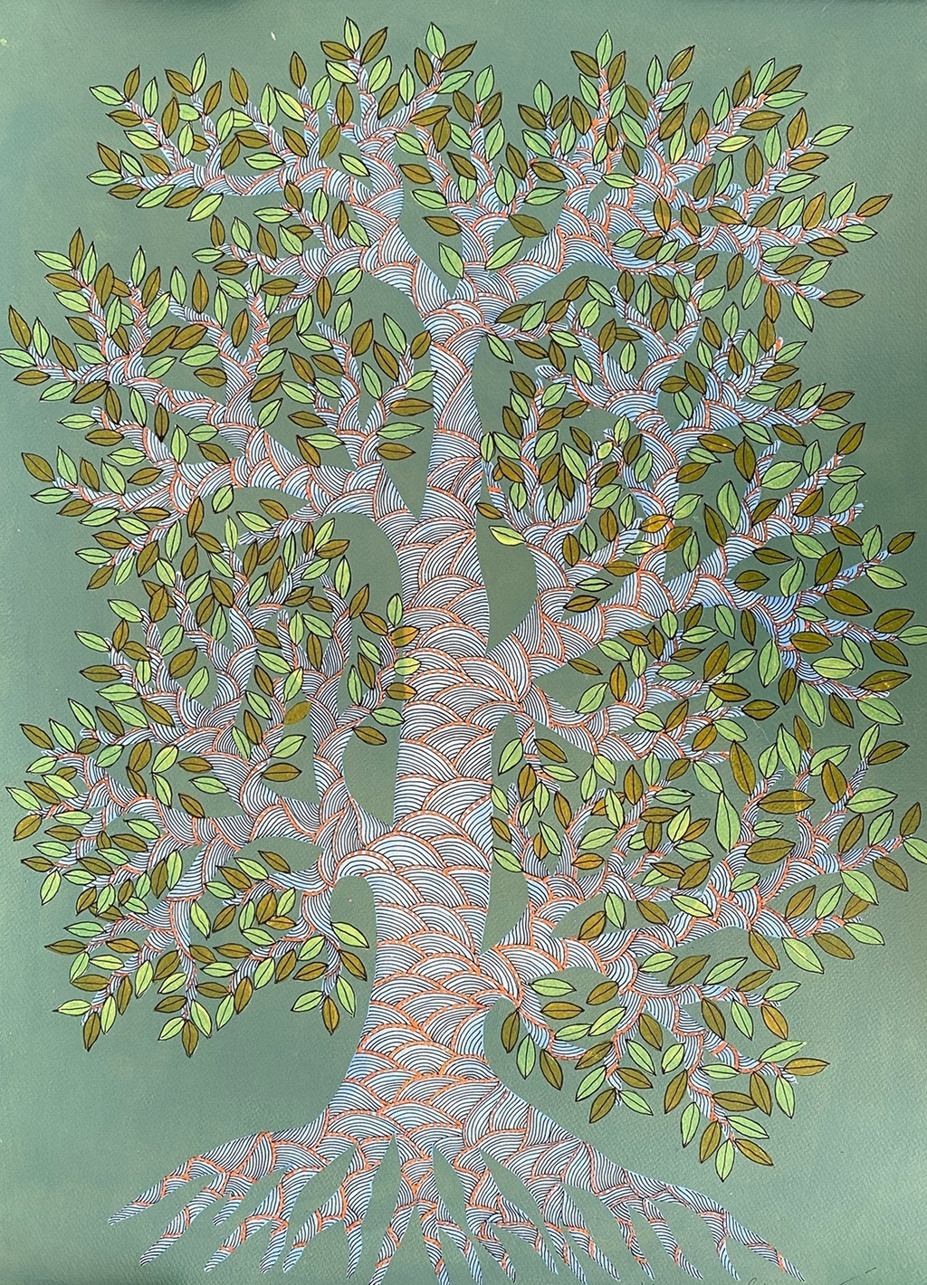 Elegancy of Lush Tree:Gond Painting by Venkat Shyam