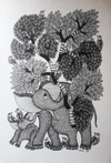 Buy Elephant and trees in Gond by Kailash Pradhan