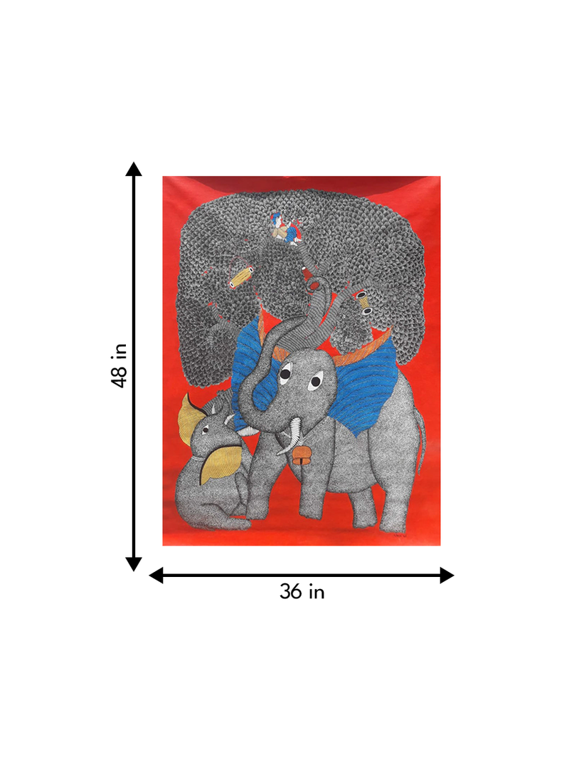 Elephant in Gond artwork for sale