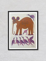 Elephant with Birds, Bhil Art by Geeta Bariya