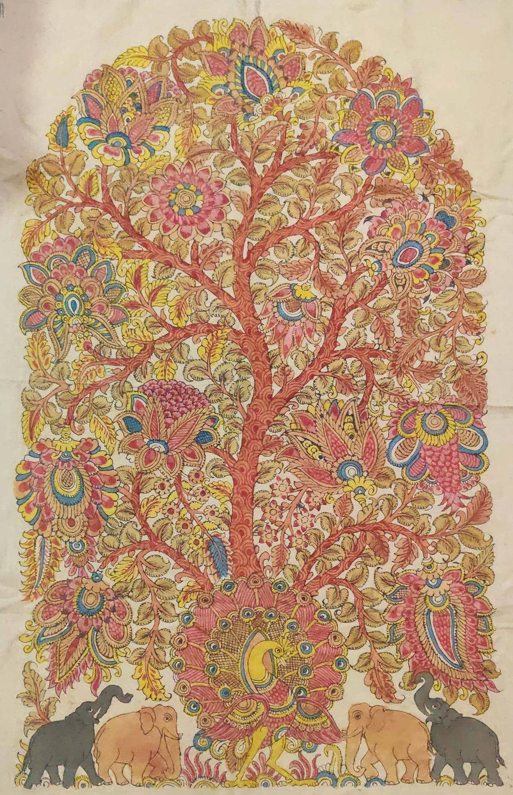 Shop Elephants under a Tree in Kalamkari 