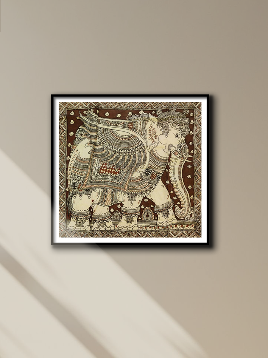 Shop Embellished Airavata: Kalamkari painting by Sudheer