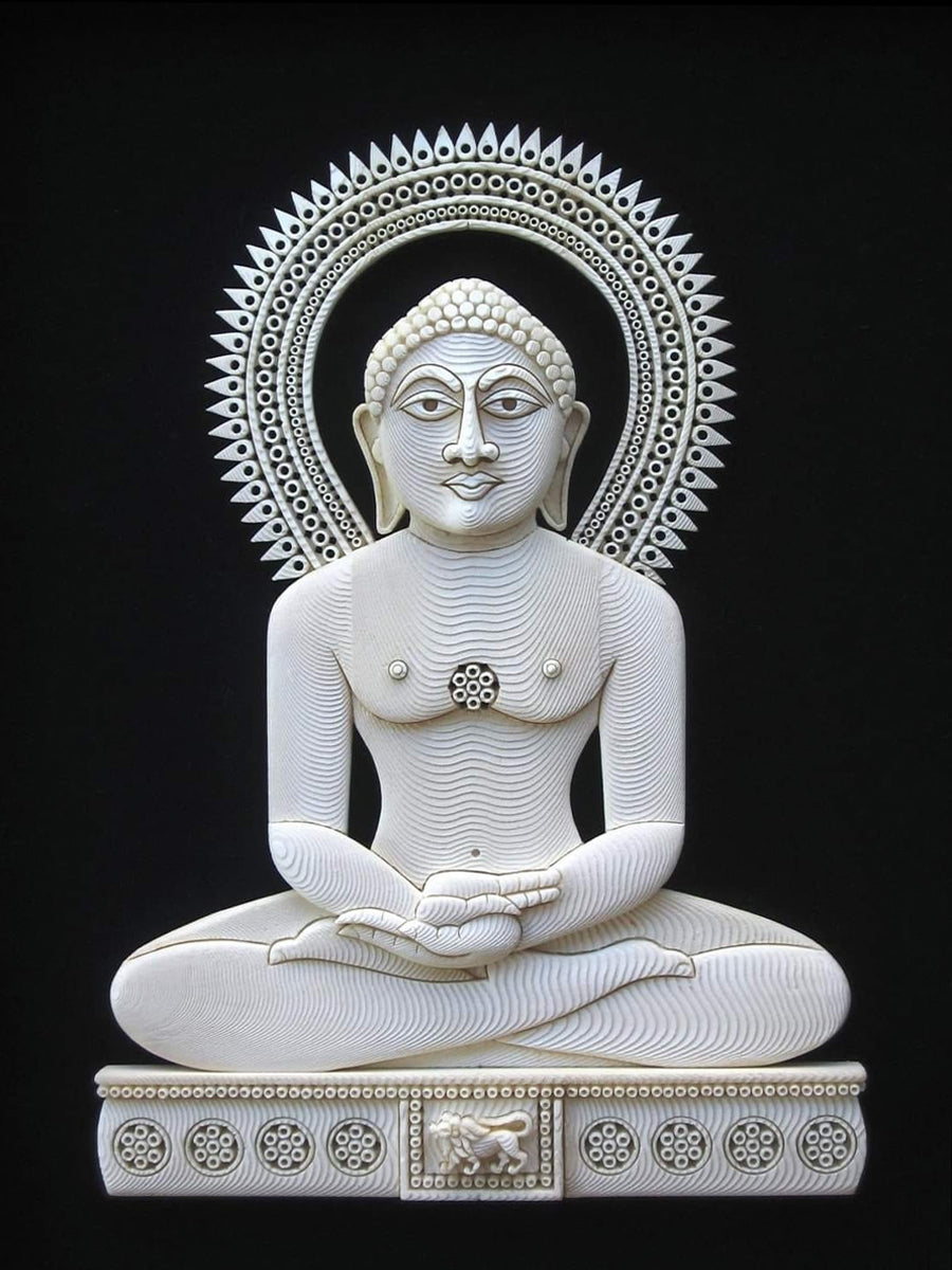 Buy Lord Mahaveer’s Grace in Foam Art, Sea foam Art by Harsh Chhajed