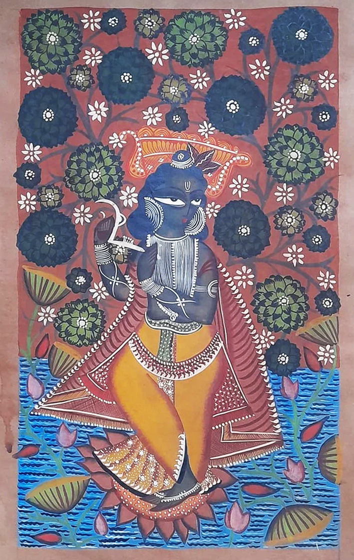 Enchanted by Krishna, Uttam Chitrakar's Kalighat