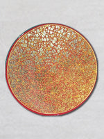 Enchanting Tales on Canvas: Paper Mache Kashmiri Red-Golden Floral Naqashi Wall Plates on sale now!