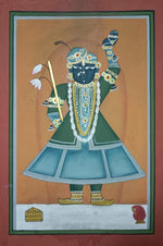 Eternal Guardian: Shrinathji's Divine Vigil, Pichwai Painting by Mohan Prajapati