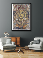 Exquisite Tapestry of Lord Ganesh: Kalamkari Painting by Sudheer