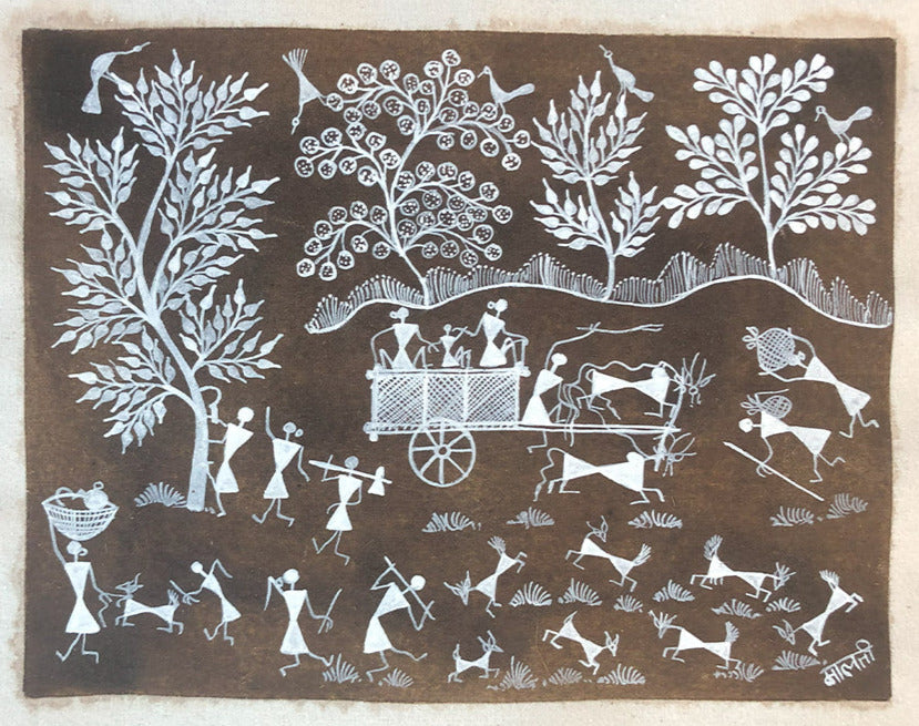 Farming, Warli Art by Dilip Bahotha