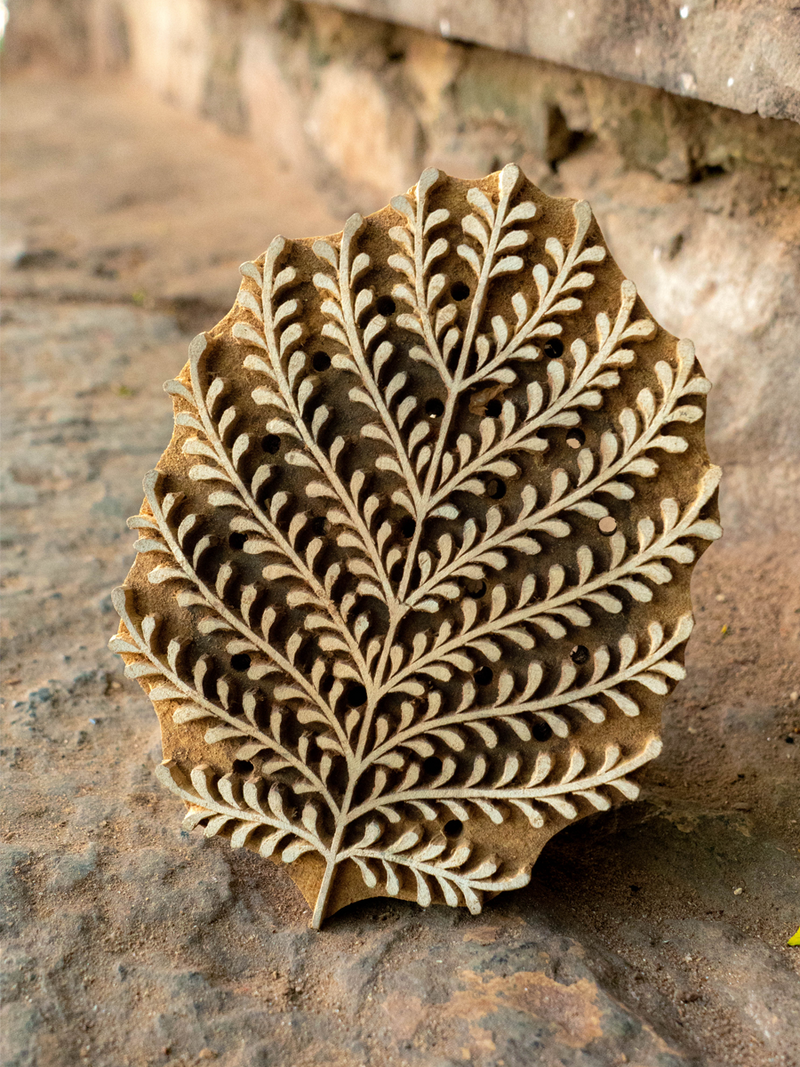 Geometric Fern Pattern in Decorative Wooden Blocks by Vikas Singh for Sale