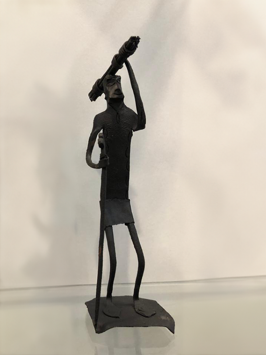 Figure carrying a bundle of woods: Bastar Iron Craft by Sameep Vishwakarma for sale