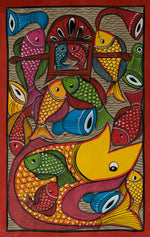 Fish marriage scene: Santhal-Tribal Pattachitra by Manoranjan Chitrakar