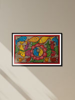 Fishes and flower in Santhal-Tribal Pattachitra for sale