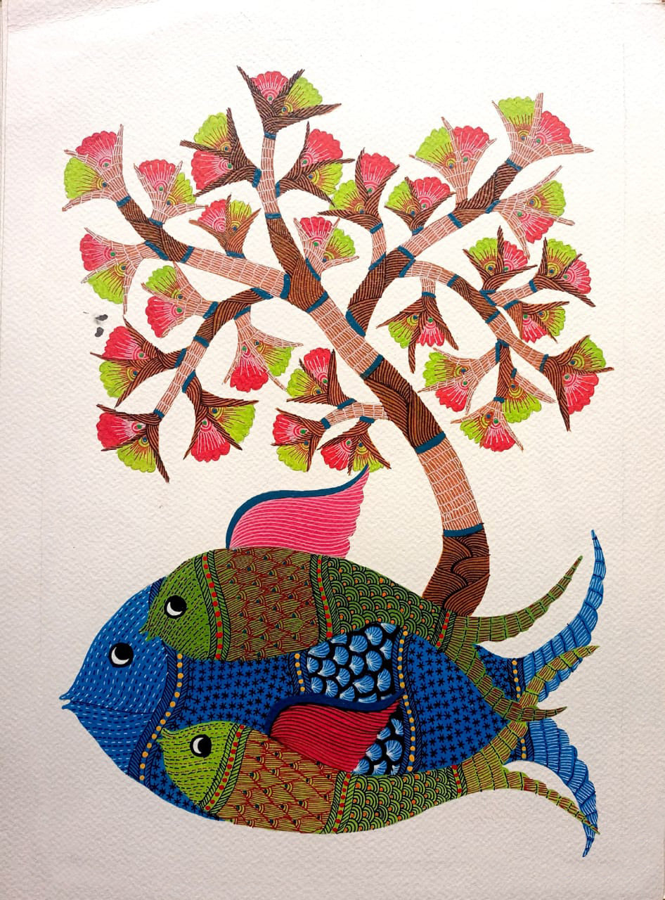 Shop Fishes in Gond by Kailash Pradhan