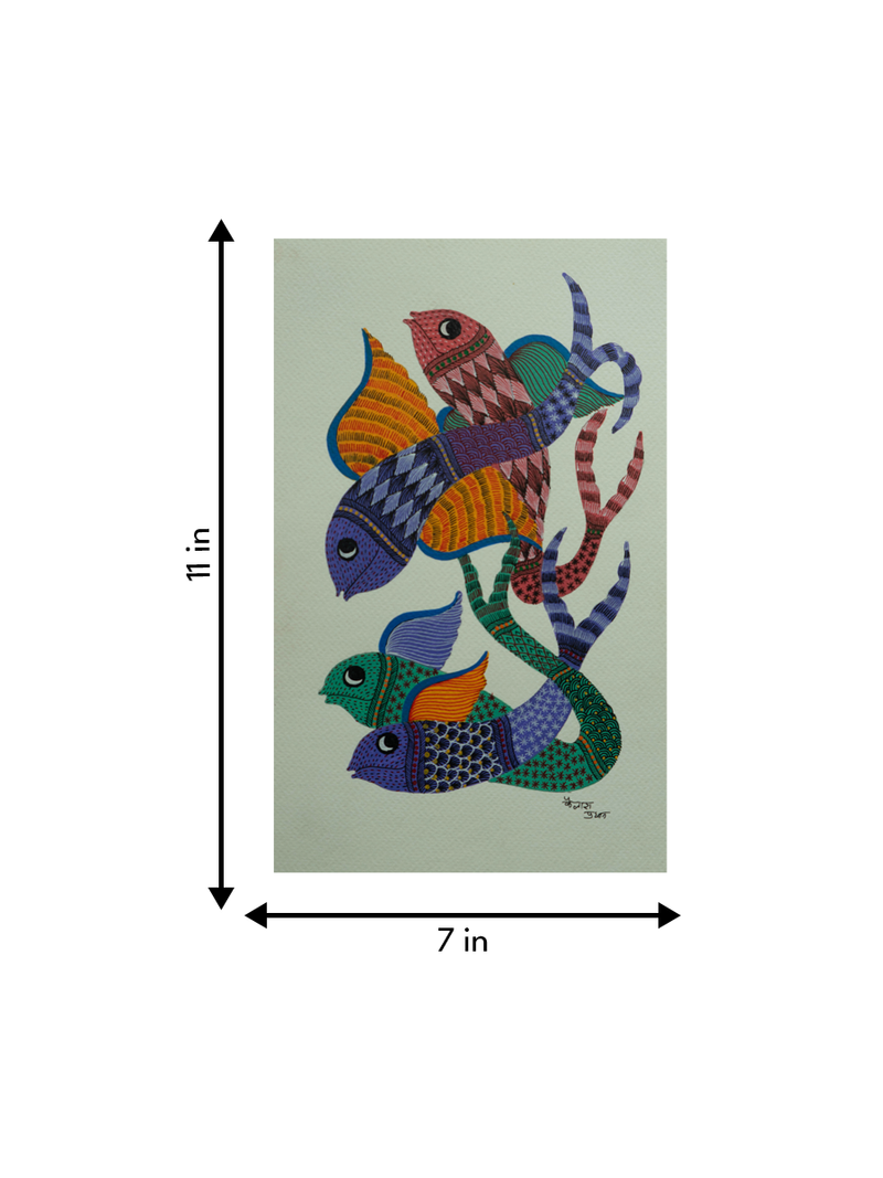 Fishes in Gond by Kailash Pradhan