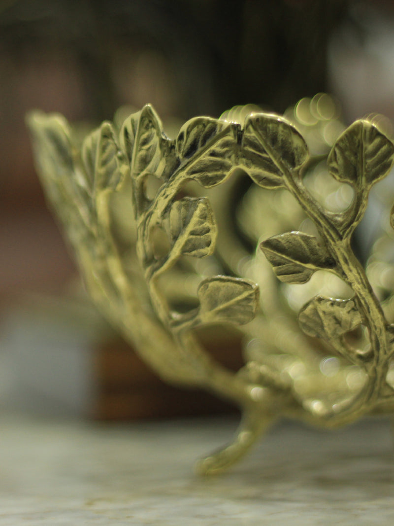 Buy Floral Bowl in Brass work by Chanchal Chakraborty