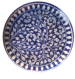 Buy Floral Design on a plate in Blue pottery