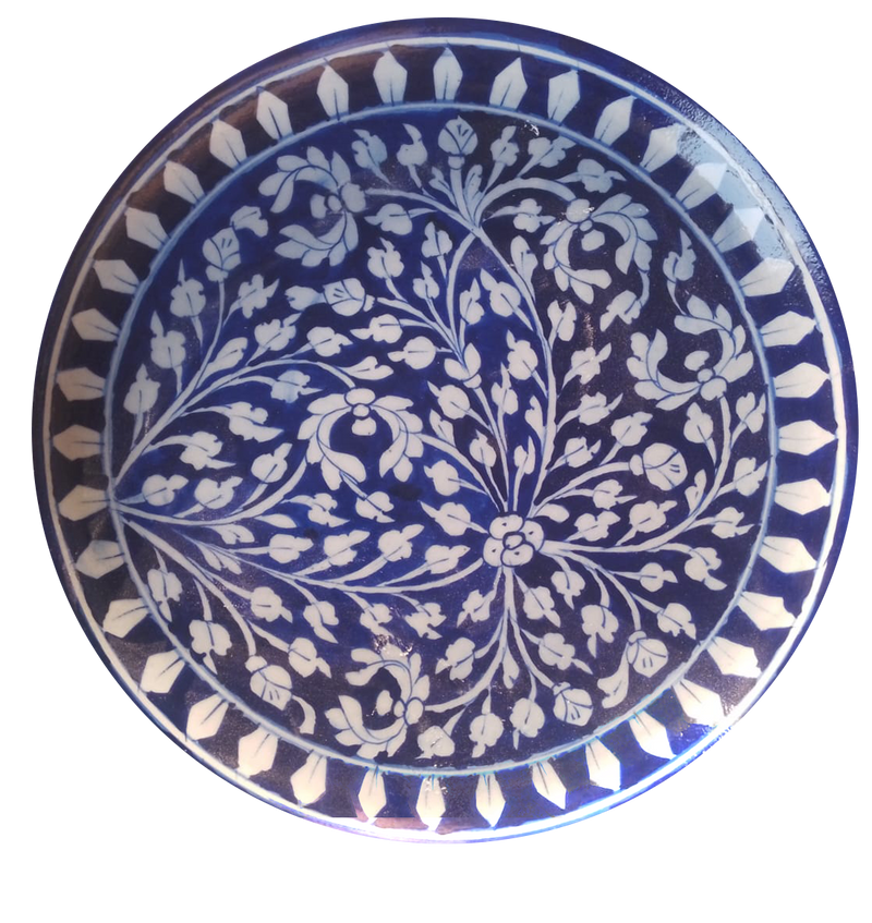 Buy Floral Design on a plate in Blue pottery