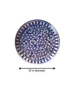 Floral Design on a plate in Blue pottery