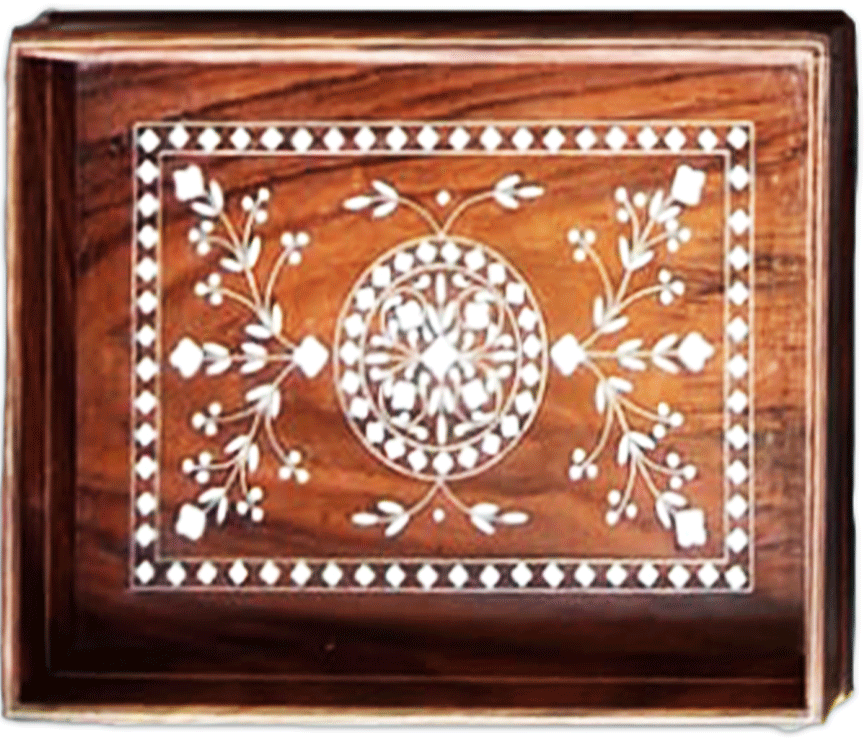 Buy Floral Handcrafted Tray in Wood Inlay by Satyug Singh