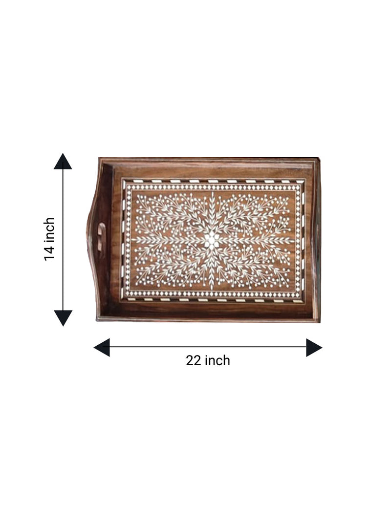 Floral Handcrafted Tray in Wood Inlay by Satyug Singh