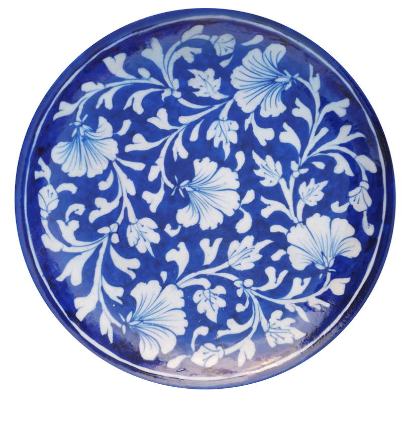 Buy Floral pattern in Blue Pottery Plates by Gopal Lal Kharol