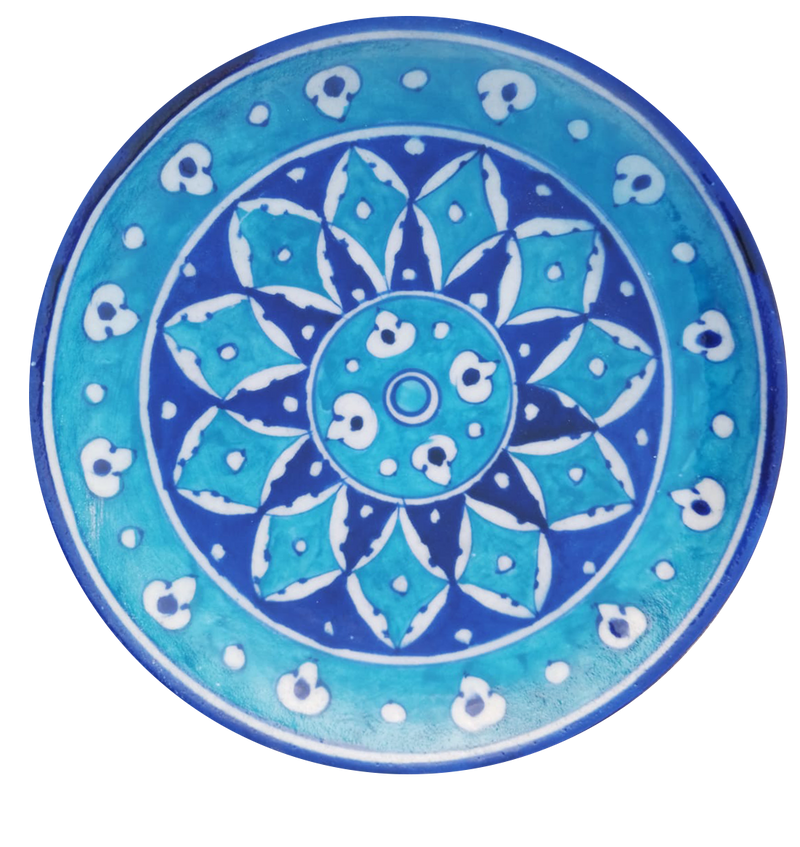 Buy Floral motif on a plate In Blue pottery plate