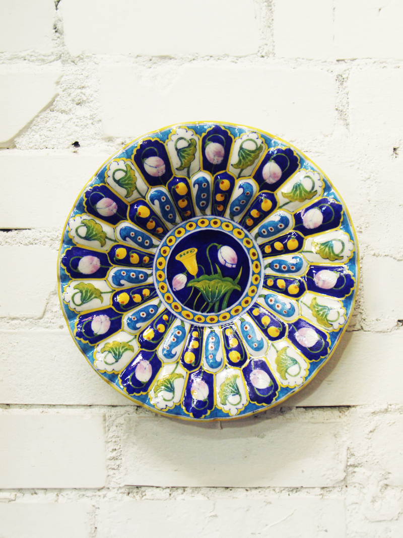 Shop Floral pattern In Blue Pottery Plate by Shilp Guru Gopal Saini