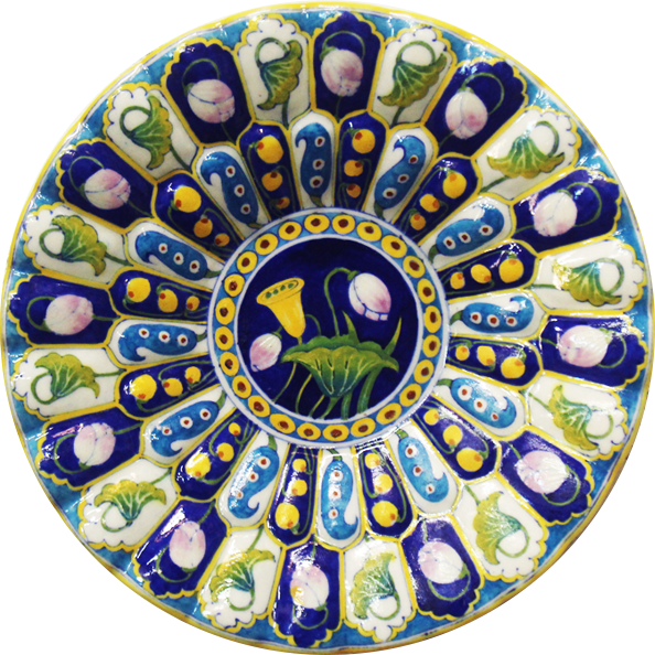 Buy Floral pattern In Blue Pottery Plate by Shilp Guru Gopal Saini