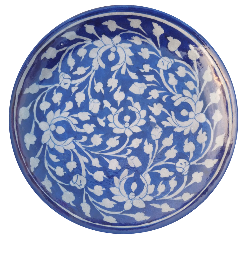 Buy Floral pattern on a plate In blue pottery