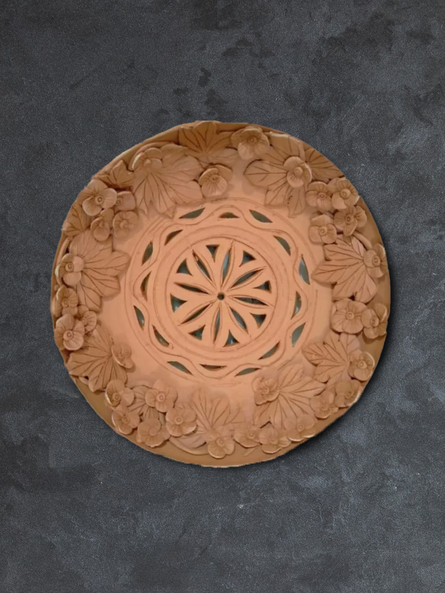 buy Floral wall piece  in Terracotta art by Dolon Kundu