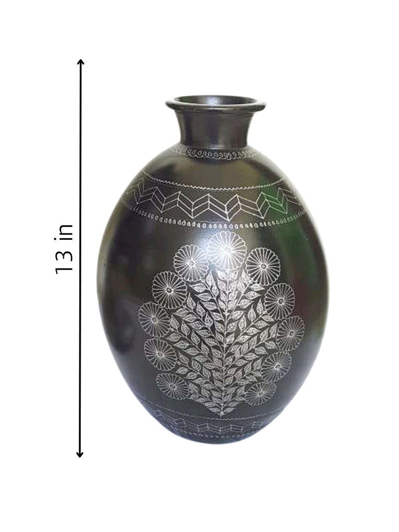  Flower vase in Black Pottery for sale