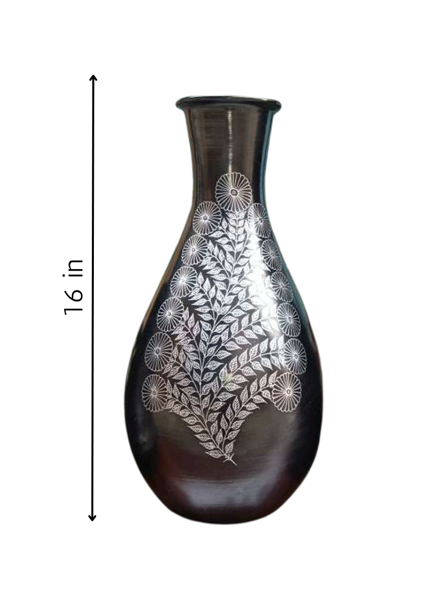  Flower vase in Black Pottery for sale