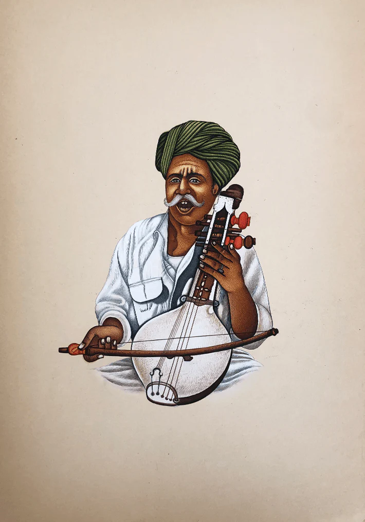 Buy Folk Musician in Miniature Painting by Mohan Prajapati