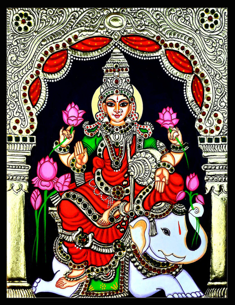 Gaja Lakshmi, Tanjore Painting by Sanjay Tandekar