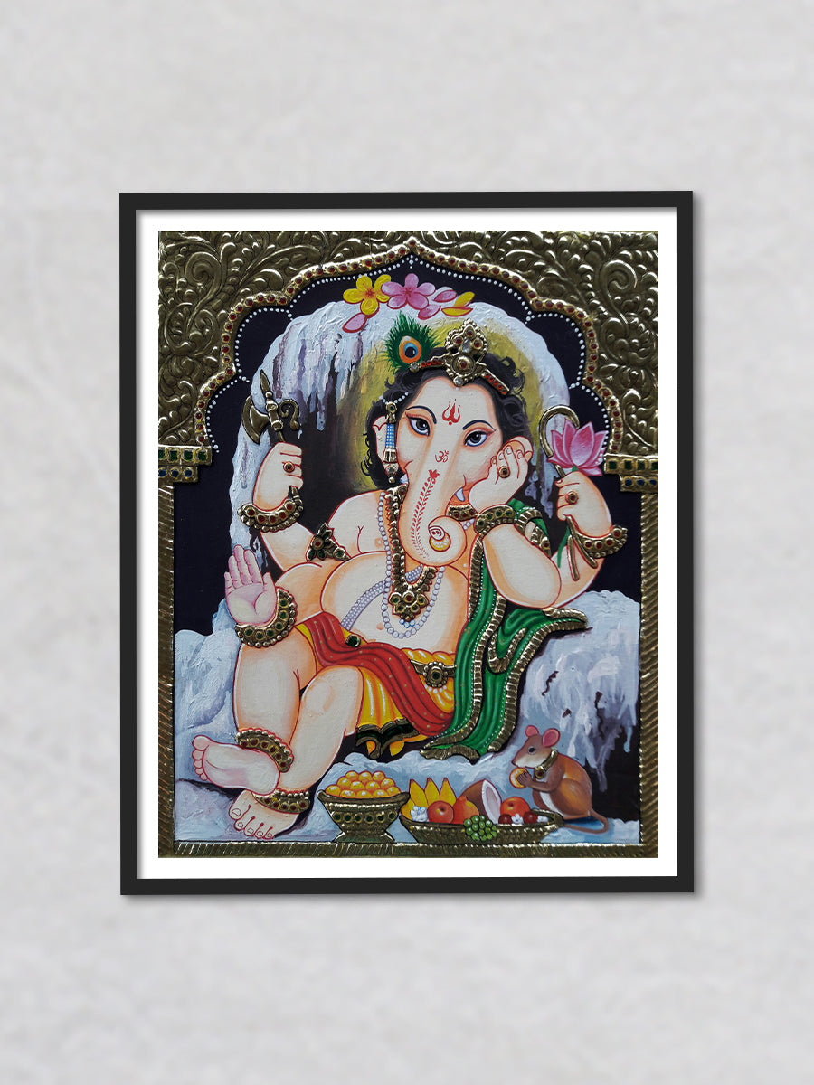 Ganesha, Tanjore Painting by Sanjay Tandekar