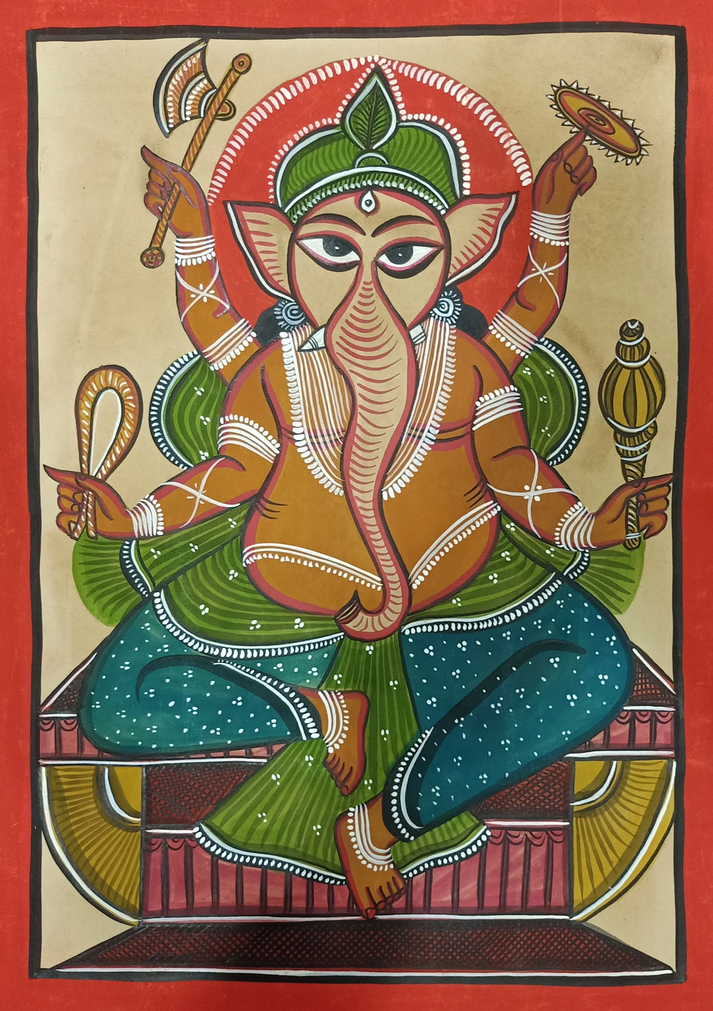 Buy Ganesha handpainted in Kalighat style by Hasir Chitrakar