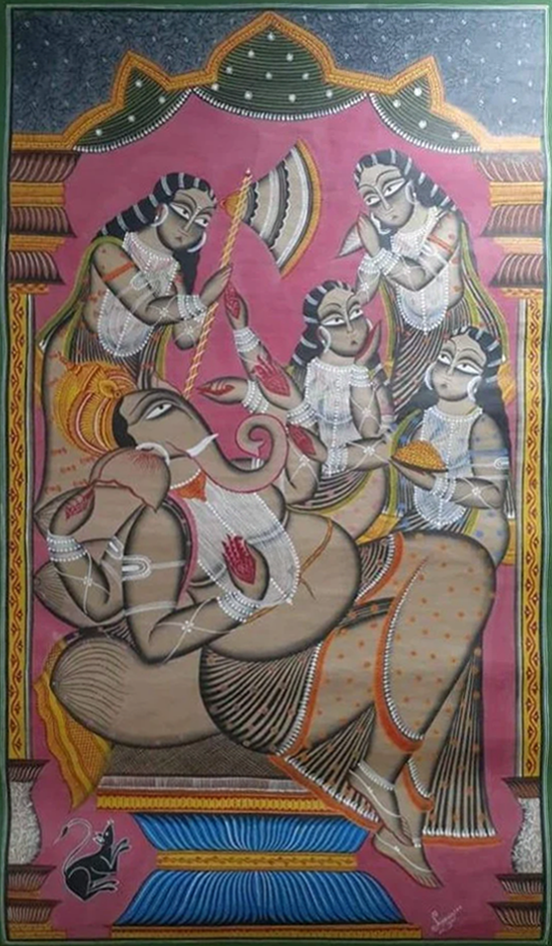 buy Ganesha, handpainted in Kalighat style by  Hasir  Chitrakar