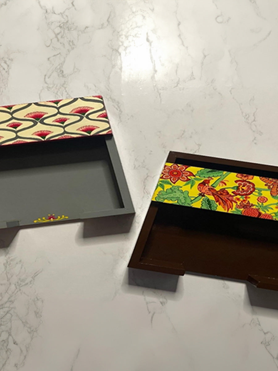 Ganjifa Handpainted Napkin Holder Box by Sawant Bhonsle for sale