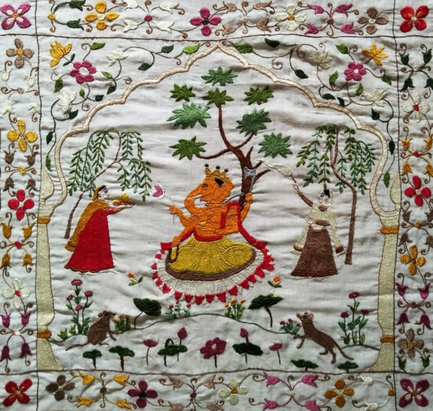 Buy Ganpati In Chamba Rumaal Embroidery by Heena