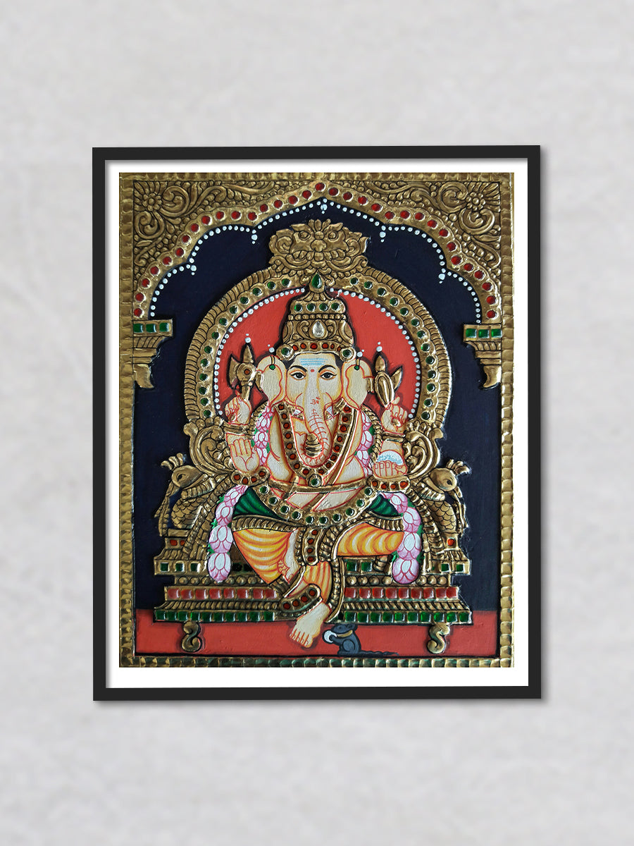 Ganpati, Tanjore Painting by Sanjay Tandekar