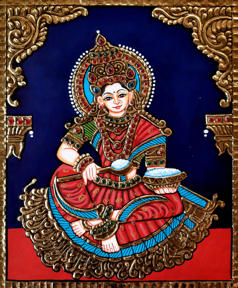 Goddess Annapurna, Tanjore Art by Sanjay Tandekar