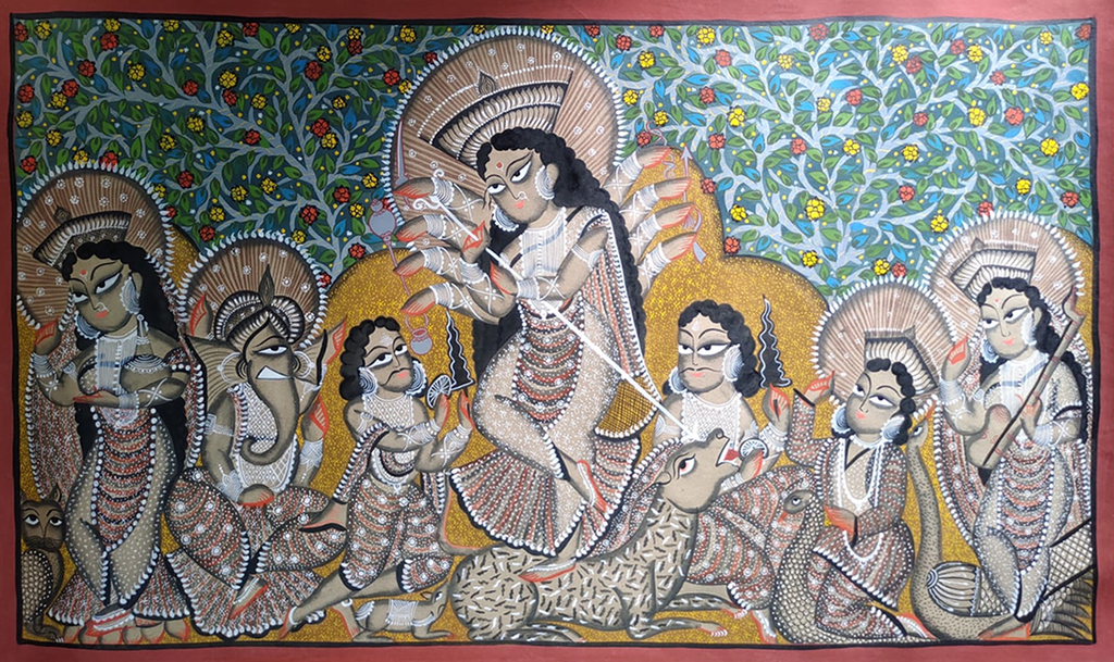 buy Goddess Durga Kalighat painting by Hasir Chitrakar