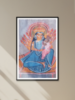 Goddess Durga with infant Ganesha: Kalighat by Uttam Chitrakar