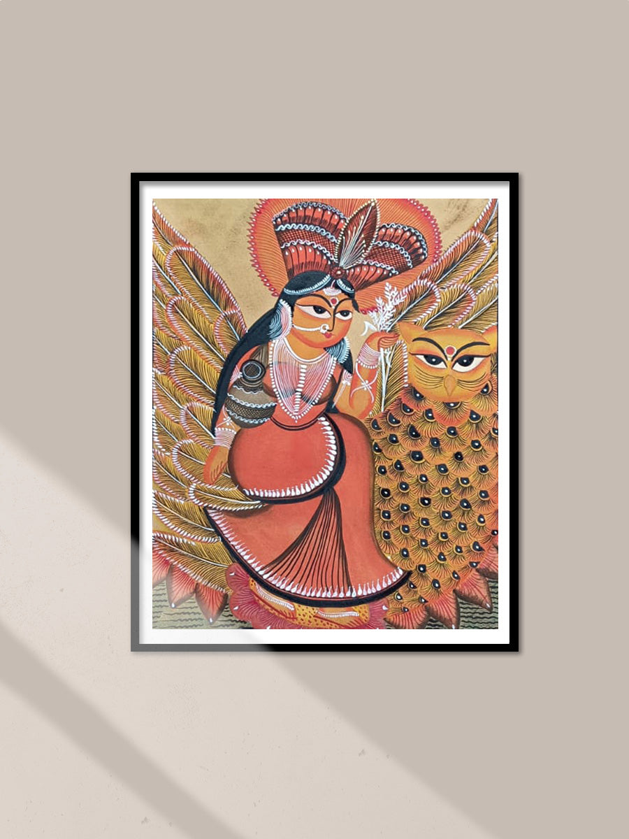 Shop Goddess Lakshmi seated on owl in Kalighat by Hasir Chitrakar