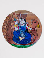 Goddess Saraswati's Elegance in Sudheer's Kalamkari Plates for sale