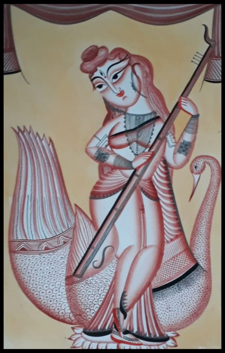 buy Goddess of the Arts: A Kalighat Painting by Uttam Chitrakar